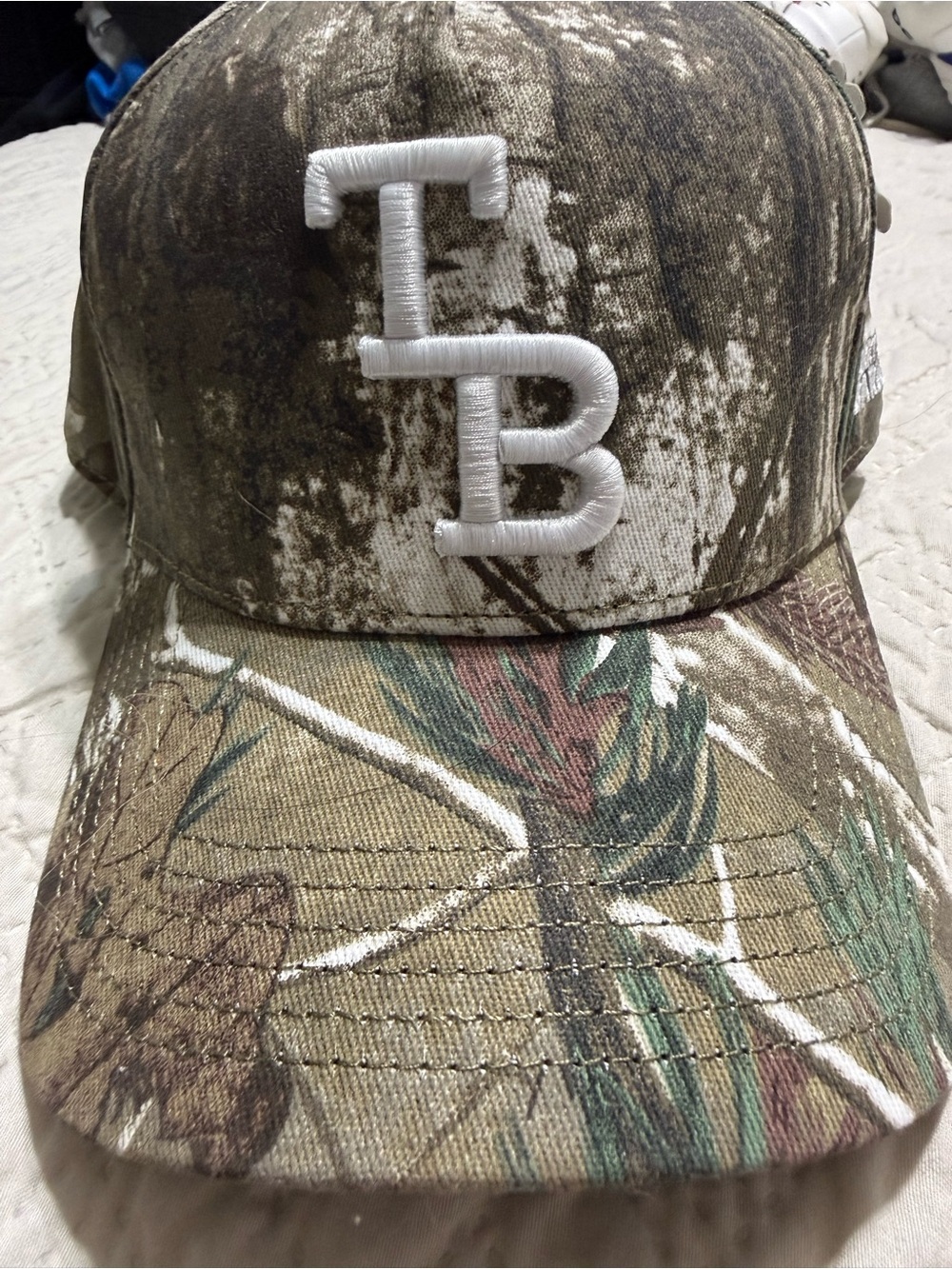TB Embroidered Camo Baseball Cap - Green/Brown